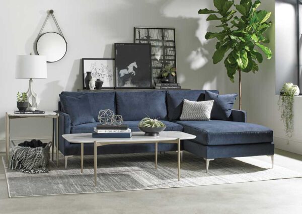 cth sherrill occasional craftsmanship living room navy blue and white sofa and coffee table