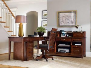 hooker furniture wendover traditional office room with stairs and wooden furniture