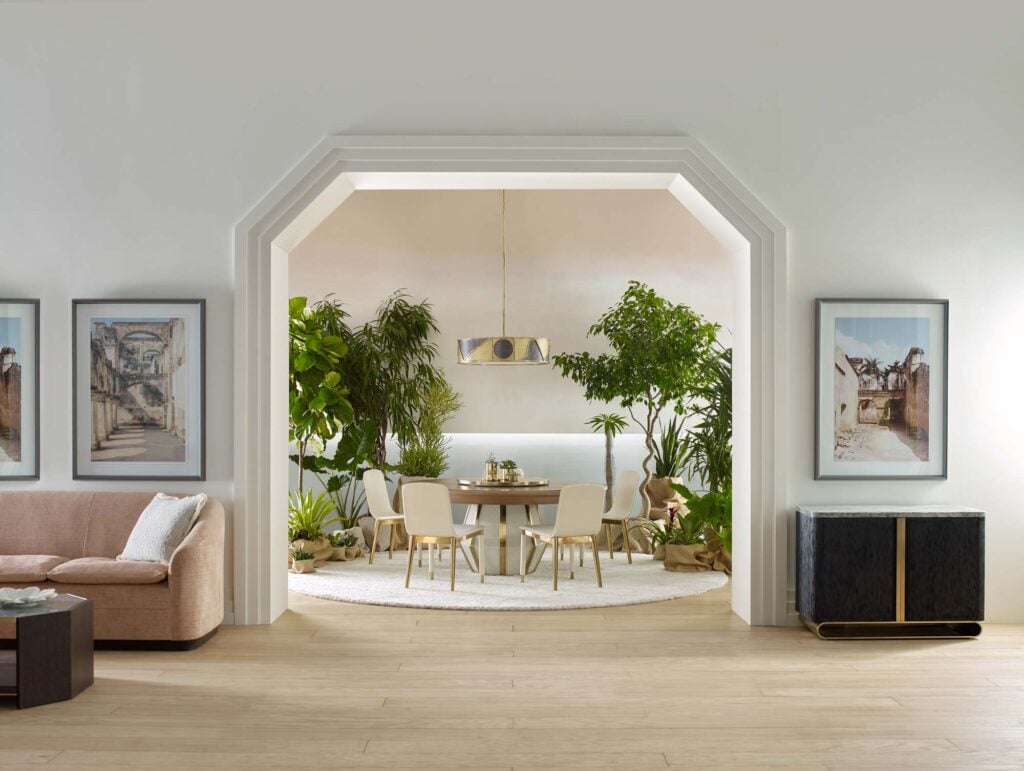 Elegant dining room with natural accents