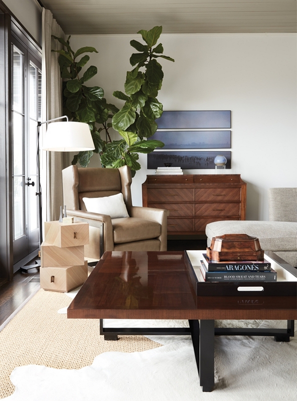 Table, chair and dresser with leafy fronds