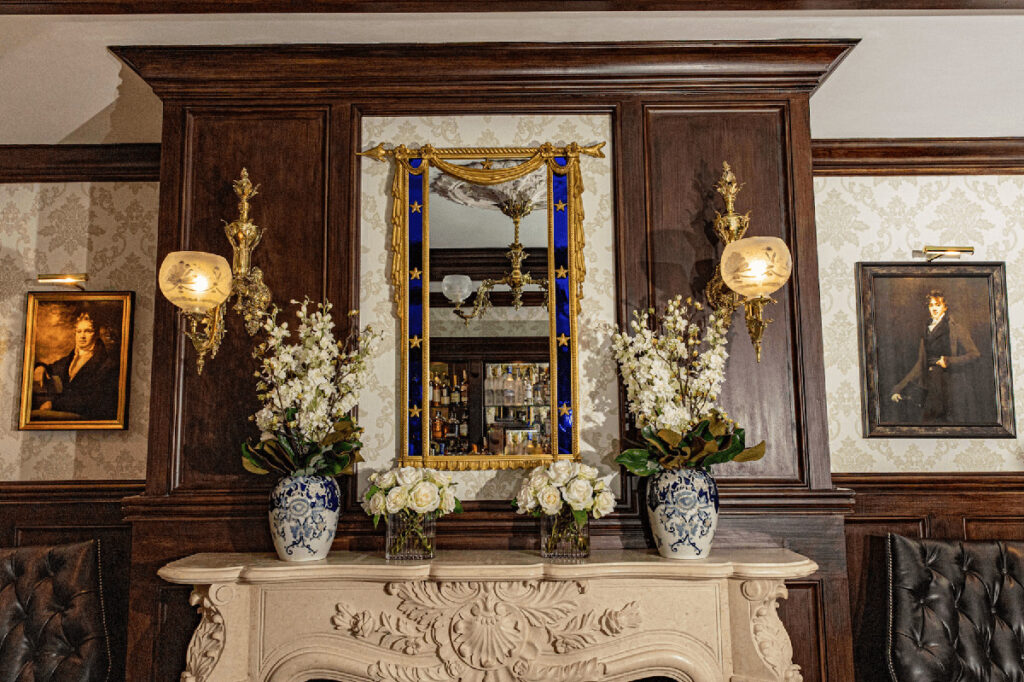 Custom-designed mirror with blue enamel and gold stars