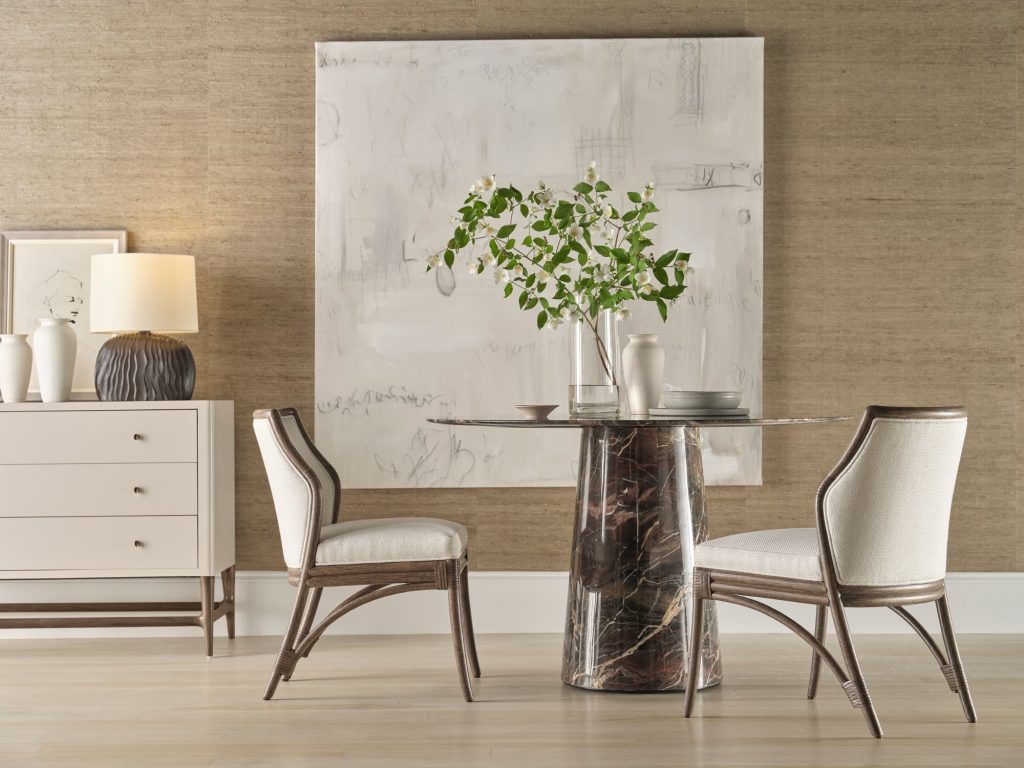 Marble Stone table and chairs in a neutral room